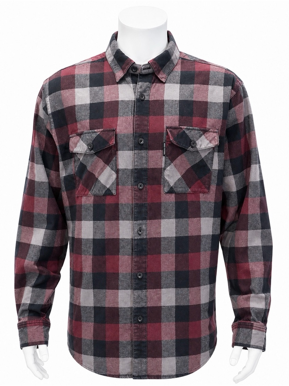 Harley Davidson Motorcycles Biker Red Black Plaid Flannel Long Sleeve Shirt XL